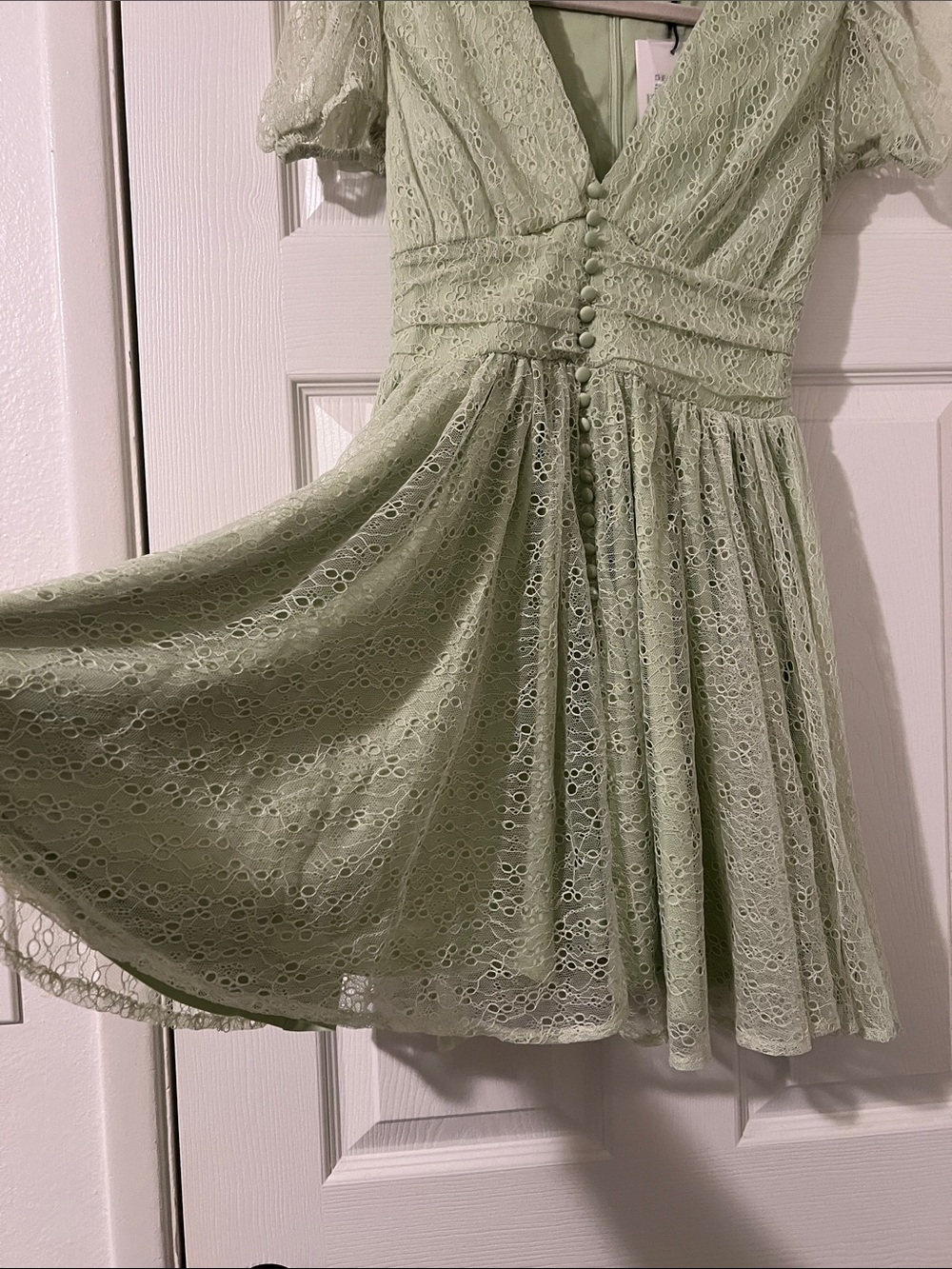 Bardot Bonnie Lace Mini Dress Pistachio Green - US Size XXS / 2 - NWT - Picture 3 of 7